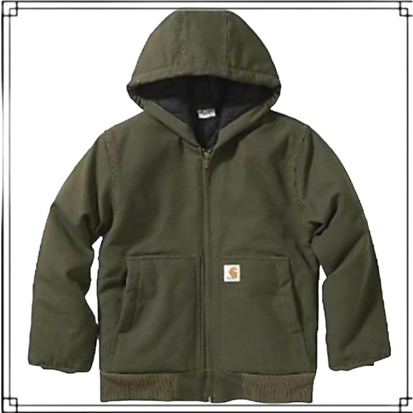 Carhartt Other - Carhartt Boy's Green Quilted Fleece Duck Active Jacket Size XS